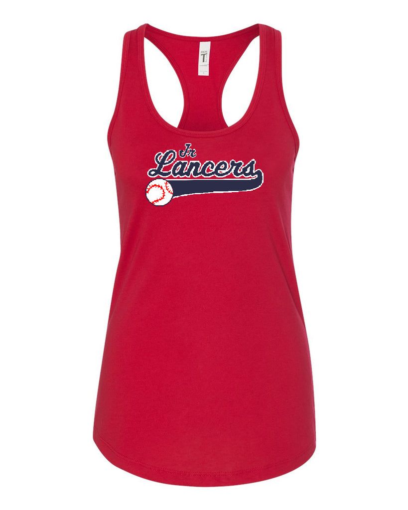 Jr. Lancers Baseball Next Level - Women's Ideal Racerback Tank - 1533 w/ JRL Logo on Front.