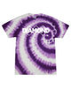 Diamond Gymnastics Purple Swirl Tie-Dye Adult 5.4 oz., 100% Cotton T-Shirt CD100 w/ 3Diamond Design on Front