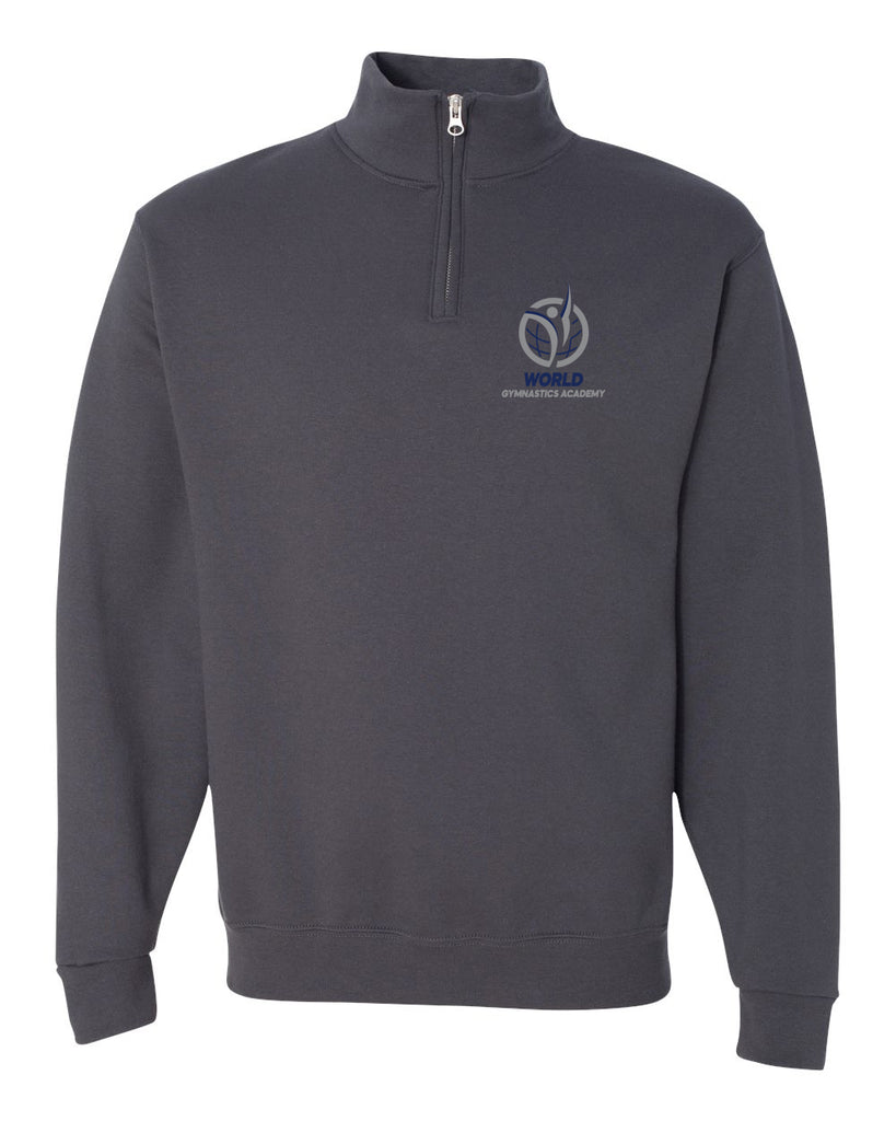 World Gymnastics JERZEES - Nublend® Cadet Collar Quarter-Zip Sweatshirt - 995MR w/ 2 Color V1 Logo Design Embroidered on Front Left Chest