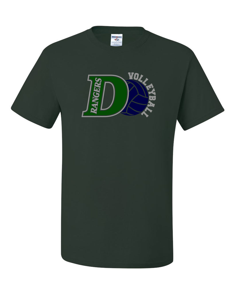 Drew Volleyball JERZEES - Dri-Power® 50/50 T-Shirt - 29MR w/ Rangers Volleyball Design on Front.