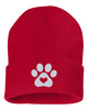 PAW w/ HEART Embroidered Cuffed Beanie Hat