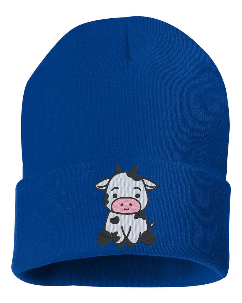 CUTE COW V1 Embroidered Cuffed Beanie Hat