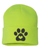 PAW w/ HEART Embroidered Cuffed Beanie Hat