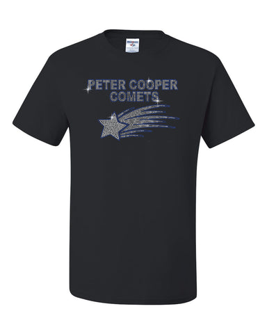 Peter Cooper Comets Royal Long Sleeve Tee w/ Logo Design 1 on Front