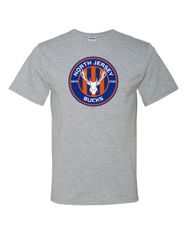 NJ Bucks Tultex - Women's Fine Jersey V-Neck T-Shirt - 214 w/ NJB Circle Logo on Front