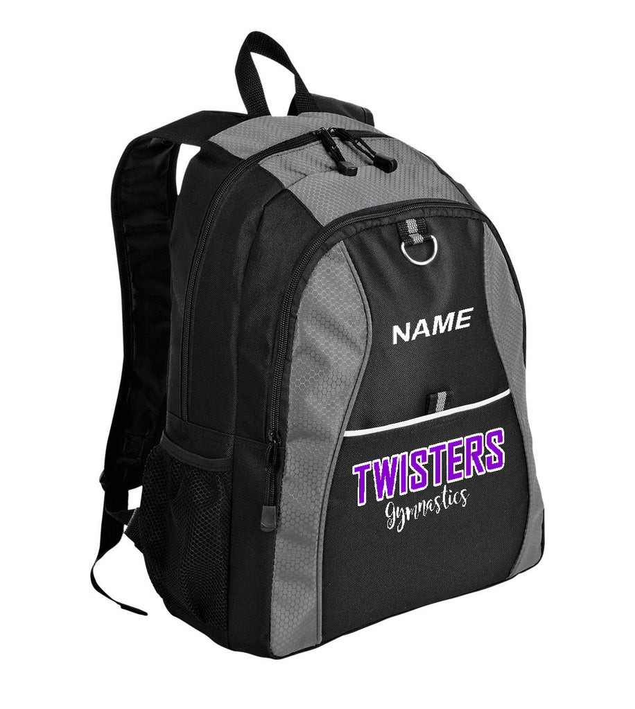TWISTERS Port Authority® Contrast Honeycomb Backpack w/ 2 Color Applique Embroidered on Front