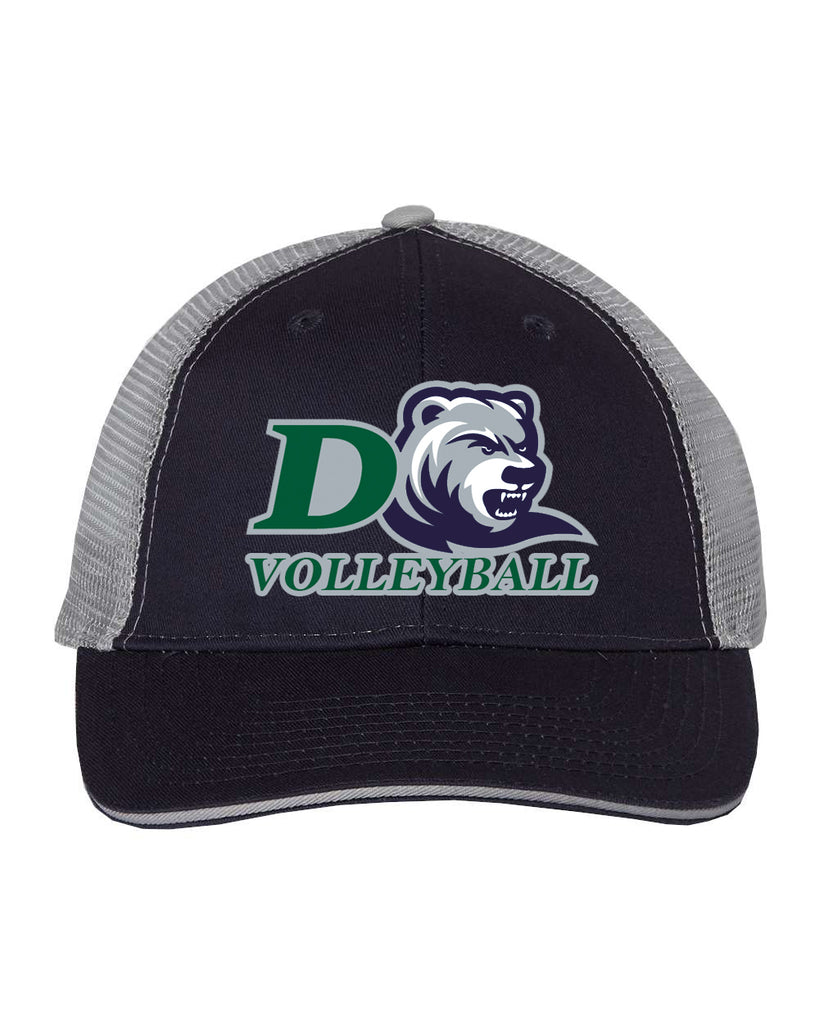 Drew Volleyball VC - Sandwich Trucker Cap - S102 w/ 4 Color D-BEAR Design Embroidered on Front.