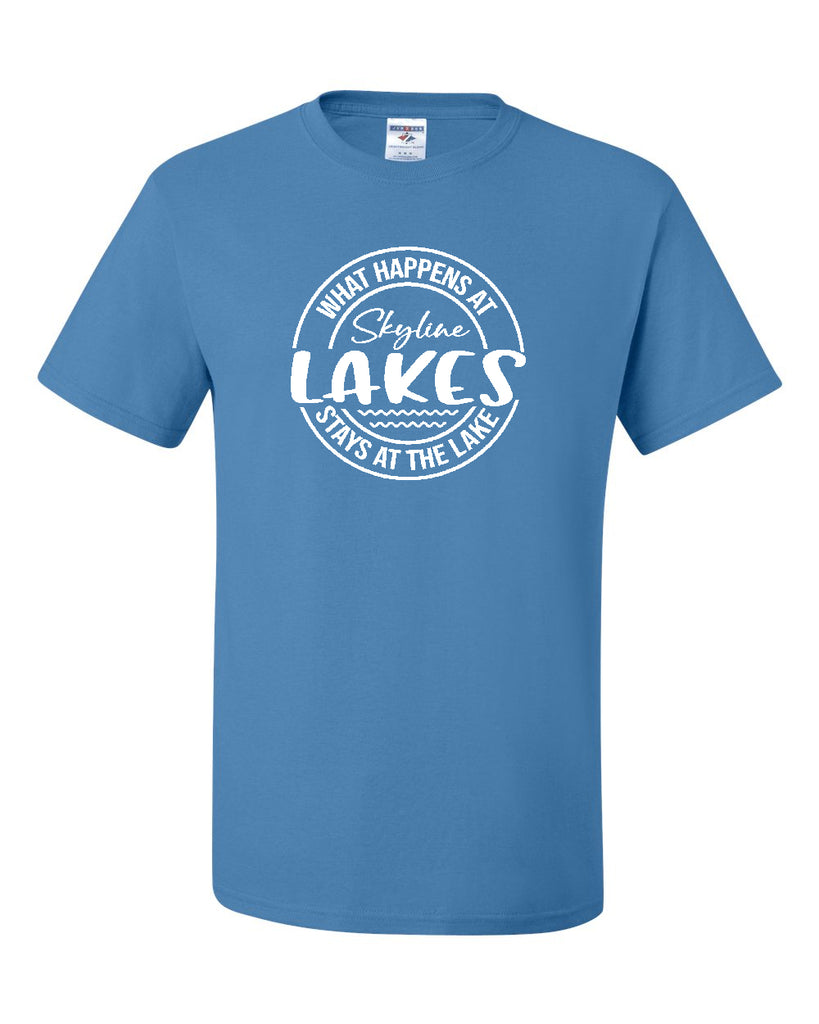Skyline Lakes JERZEES - Dri-Power® 50/50 T-Shirt - 29MR w/ What Happens Design on Front.