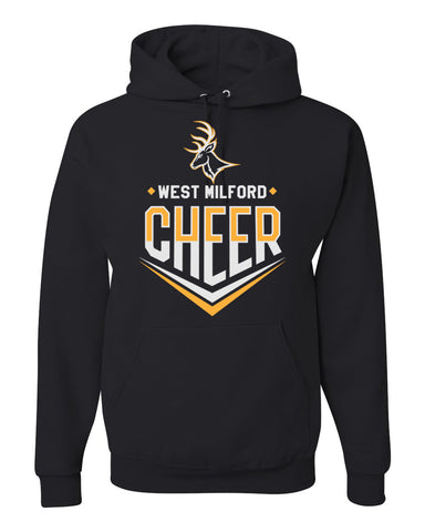 West Milford Cheerleading - Black Crew w/ WM Cheer Deer Design on Front.