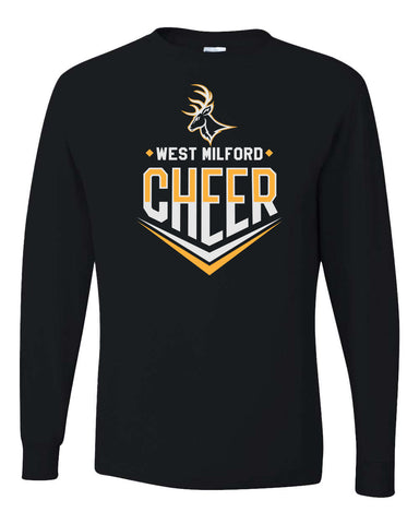 West Milford Cheerleading - Black Crew w/ WM Cheer Deer Design on Front.