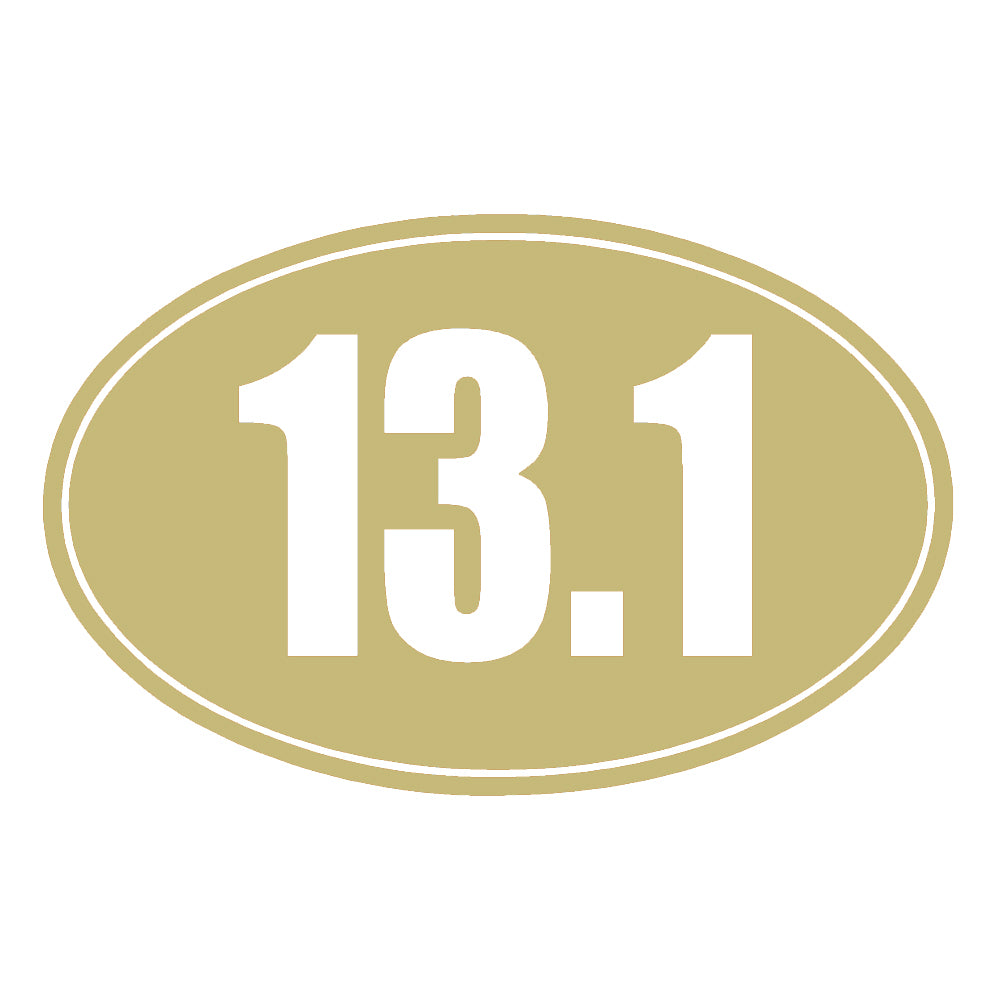 13.1 half marathon running solid oval single color transfer type decal