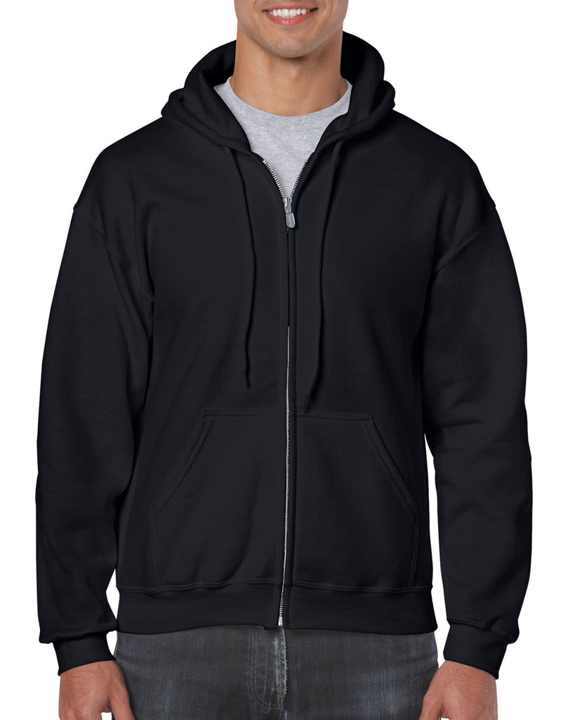 wanaque school black heavy blend full-zip hoodie w/ large wanaque school "w" 2 color logo on back.