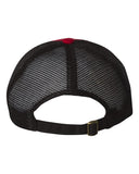 hewitt huskies sportsman - red/black sportsman - contrast-stitch mesh-back cap - 3100 - w/ logo embroidered on front.