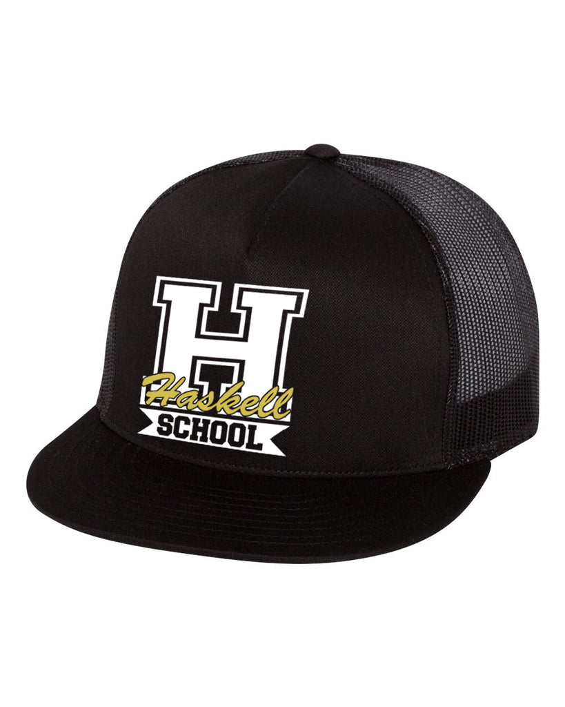 haskell 6006 classic snapback cap w/ haskell school "h" logo on front.