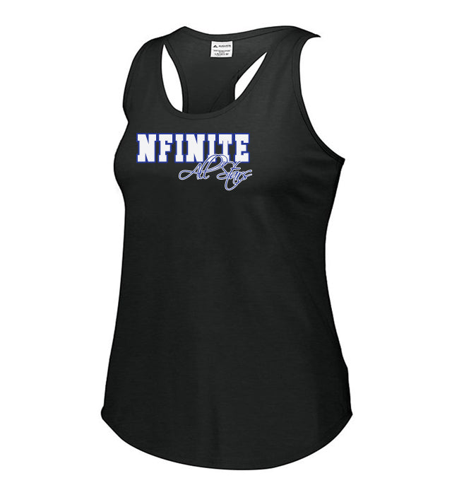 nfinite lux triblend black tank top - 3078 w/ nfinite all stars 2 color logo on front.