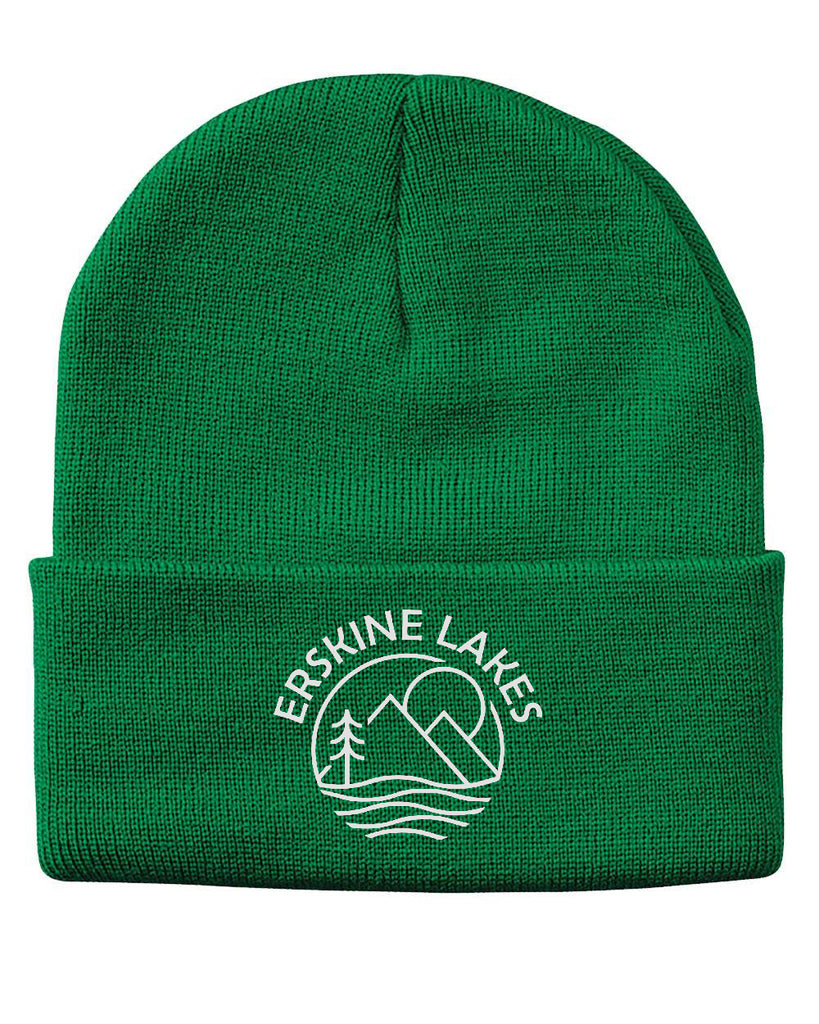Erskine Lakes Solid 12" Cuffed Beanie - SP12 w/ Erskine Lakes Design Embroidered on Front