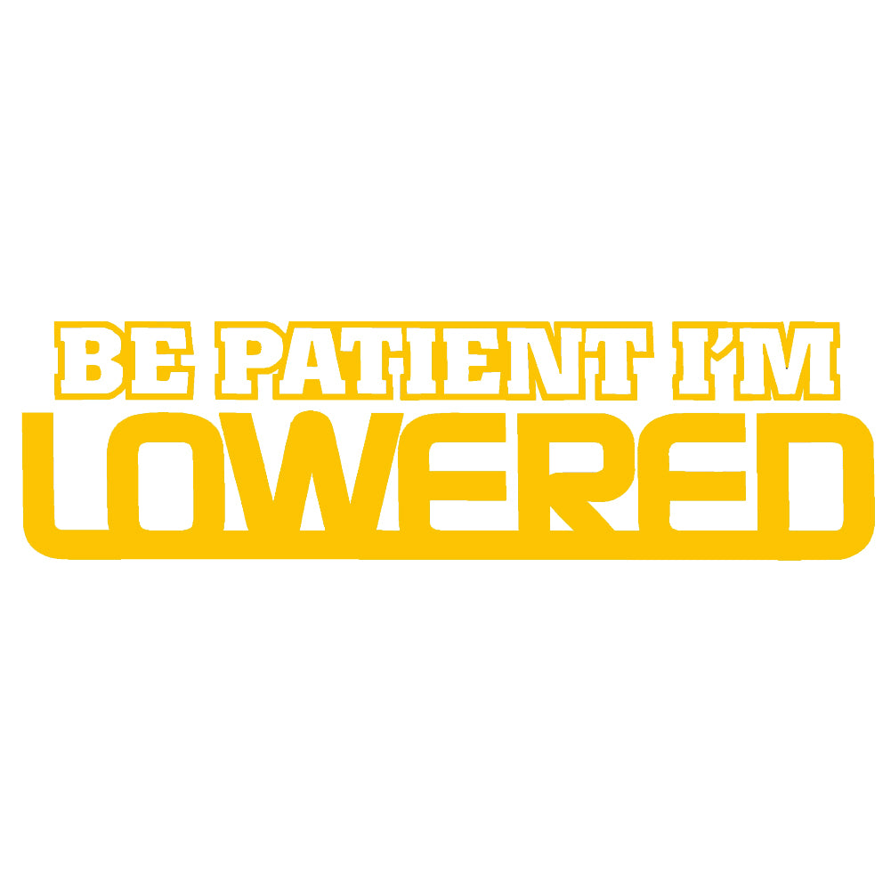 BE PATIENT I'M LOWERED V2 Single Color Transfer Type Decal – StickerDad ...
