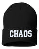 chaos embroidered cuffed beanie hat