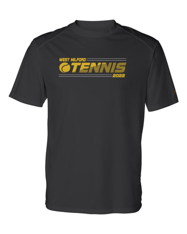 West Milford Tennis Charcoal Long Sleeve Tee w/ WM Tennis on Front.
