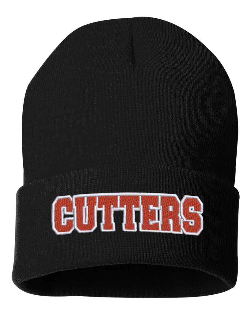 flfa black sportsman - solid 12" cuffed beanie - sp12 w/  cutters text embroidered on front