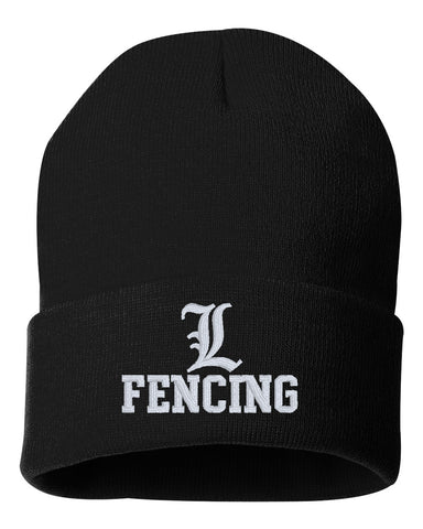 Lakeland Fencing Red Solid 12" Cuffed Beanie - SP12 with White Embroidery