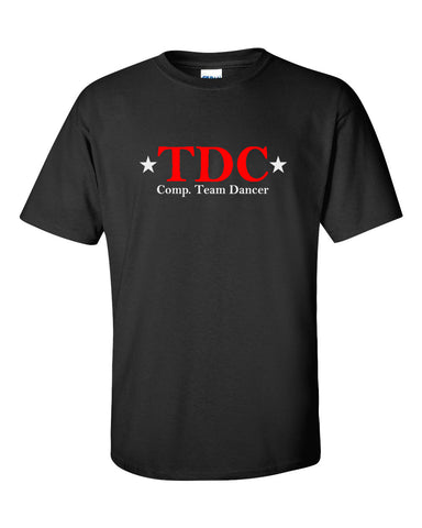 TDC - White Short Sleeve Tee w/ TDC Comp Dancer Logo on Front.