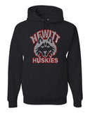 Hewitt Huskies Black Heavy Blend™ Hooded Sweatshirt - 18500 w/ SPANGLE Logo Design 1 on Front