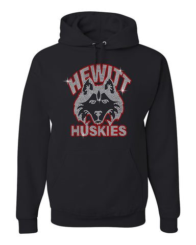 Hewitt Huskies Red Long Sleeve Tee w/ Logo Design 1 on Front