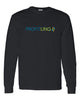 profitlinq black long sleeve shirt w/ large profitlinq logo on front.