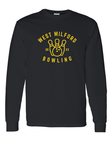 West Milford HS Bowling Black Short Sleeve Tee w/ Logo Design V1 on Front