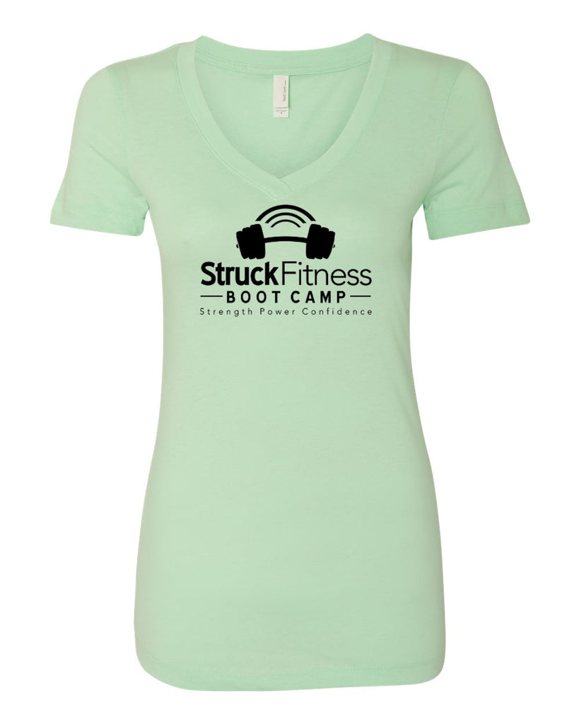 struck fitness next level - women's ideal v-neck tee - 1540 - w/ black out logo