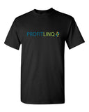 profitlinq black shirt w/ large profitlinq logo on front.