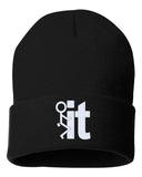 fck it embroidered cuffed beanie hat