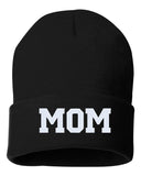 mom embroidered cuffed beanie hat