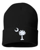 sc palmetto moon embroidered cuffed beanie hat