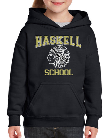 HASKELL School Black 10 Ounce Gusseted Cotton Canvas Tote w/ HASKELL School "H" Logo on Front.