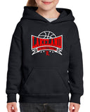 lakeland basketball black heavy blend shirt w/ lakeland basketball v3 logo on front.