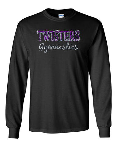 Twisters Gymnastics Black Full Zip Hoodie w/ F5 Twister Design on Back.