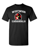 westwood cardinals black 100% cotton tee w/ angry bird cardinal design