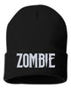 zombie embroidered cuffed beanie hat