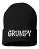 grumpy embroidered cuffed beanie hat