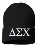 greek letters sorority/fraternity embroidered cuffed beanie hat