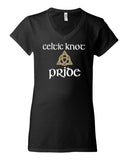 celtic knot black softstyle® women’s v-neck t-shirt - 64v00l w/ full color pride design on front