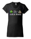 celtic knot black softstyle® women’s v-neck t-shirt - 64v00l w/ full color 323 design on front