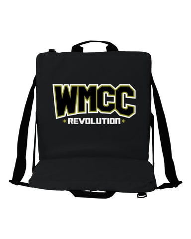 WMCC Black Zippered Drawstring Backpack w/ WMCC Logo in 3 Color GLITTER on Front.