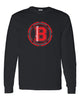 bloomingdale pta black long sleeve tee w/ bloom b logo on front