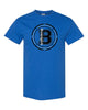 bloomingdale pta royal short sleeve tee w/ bloom b logo on front
