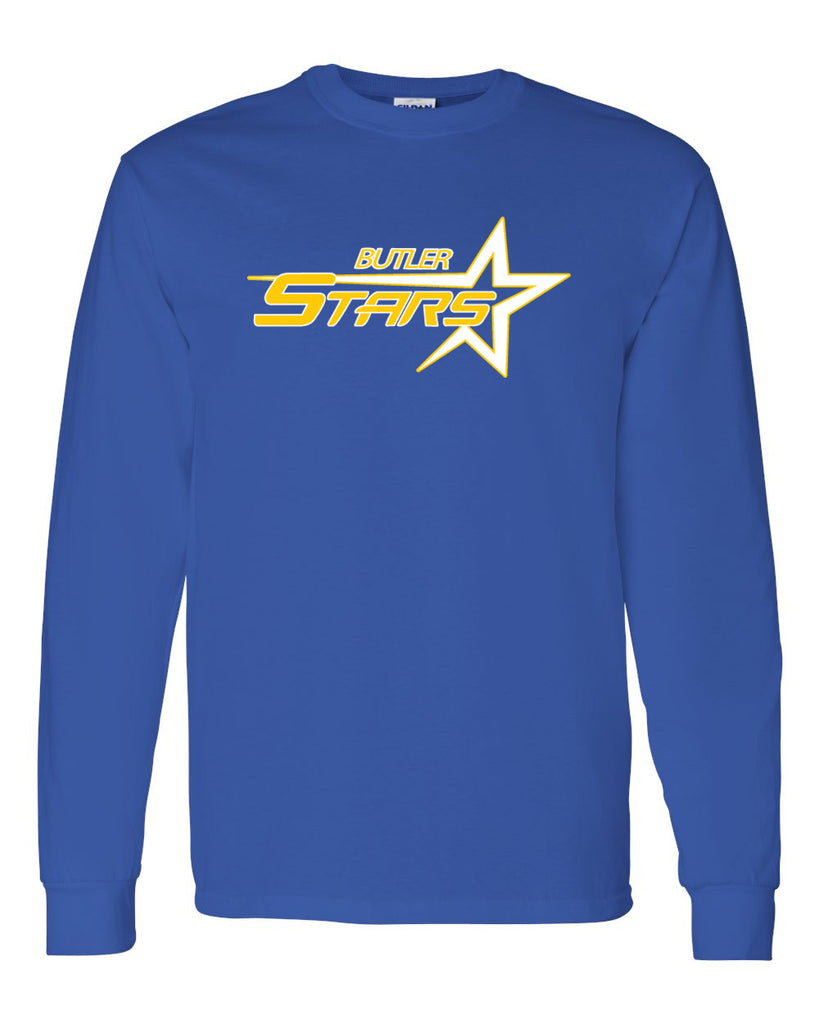 butler stars royal blue 100% cotton long sleeve tee w/ large front design