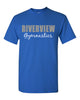 riverview gymnastics short sleeve t-shirt w/ 2 color design on front.