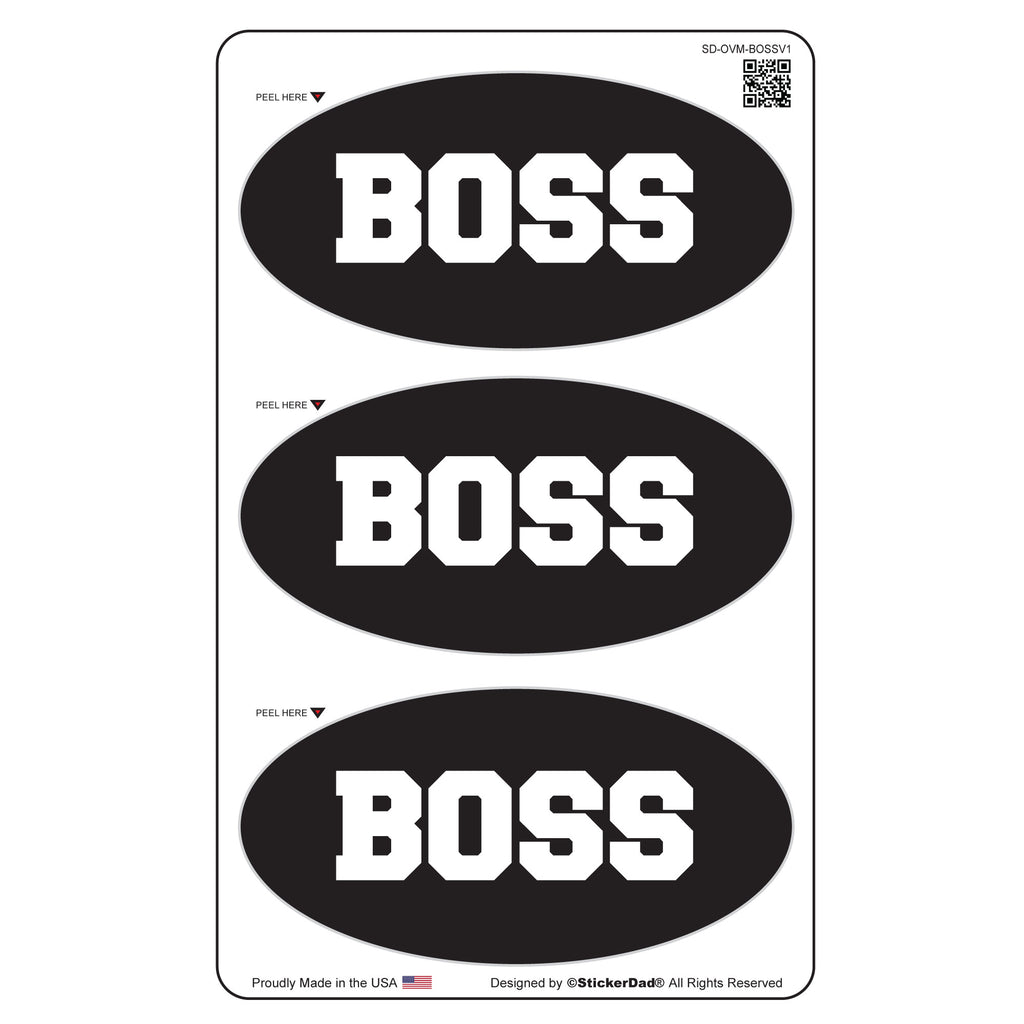 boss oval minis 3" x 1.5" (3 pack) hard hat-helmet full color printed decal